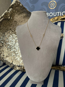 LARGE BLACK CLOVER NECKLACE