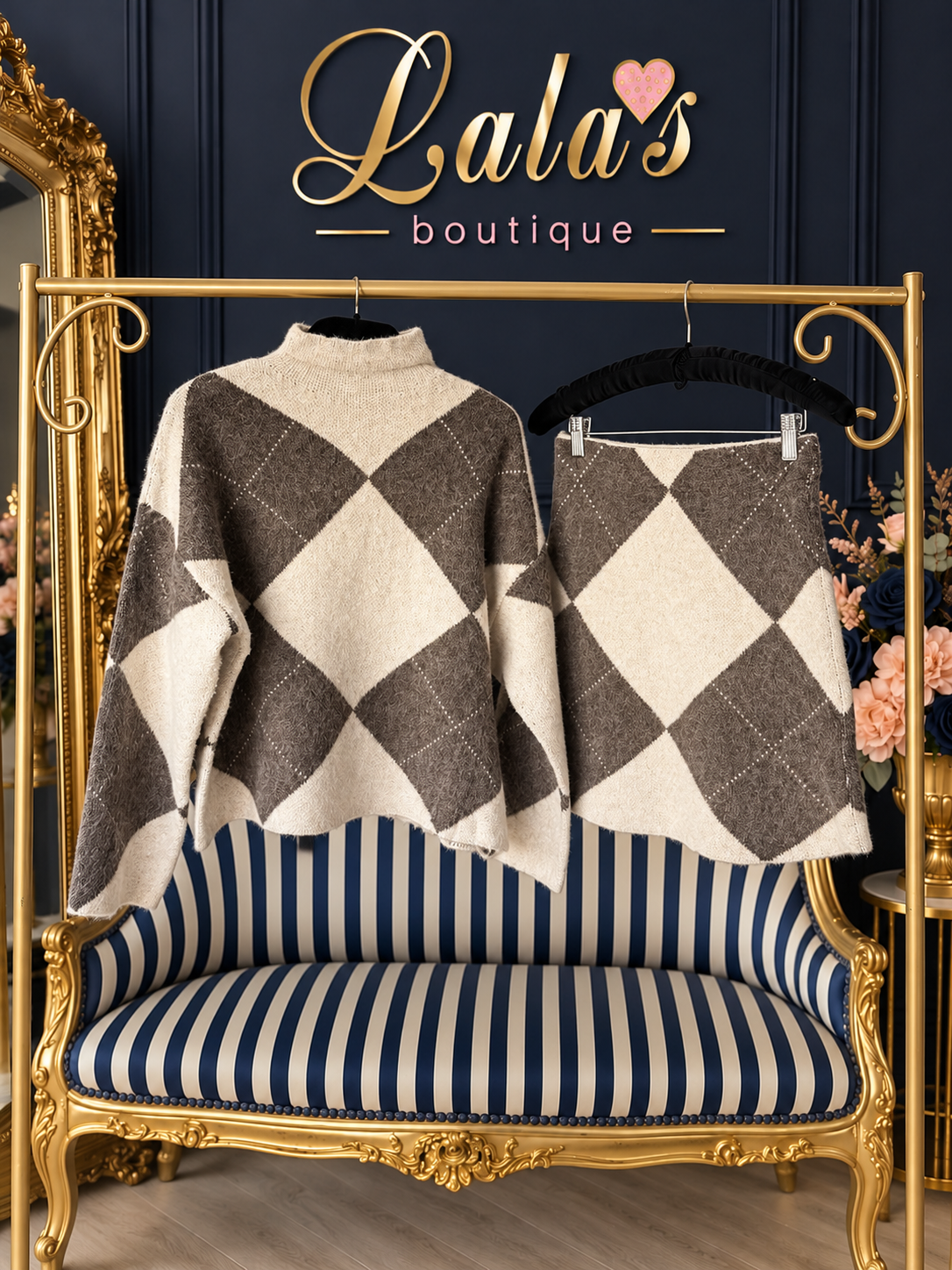 ARGYLE TWIN SET