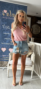 MONDAY DENIM RIPPED SHORTS