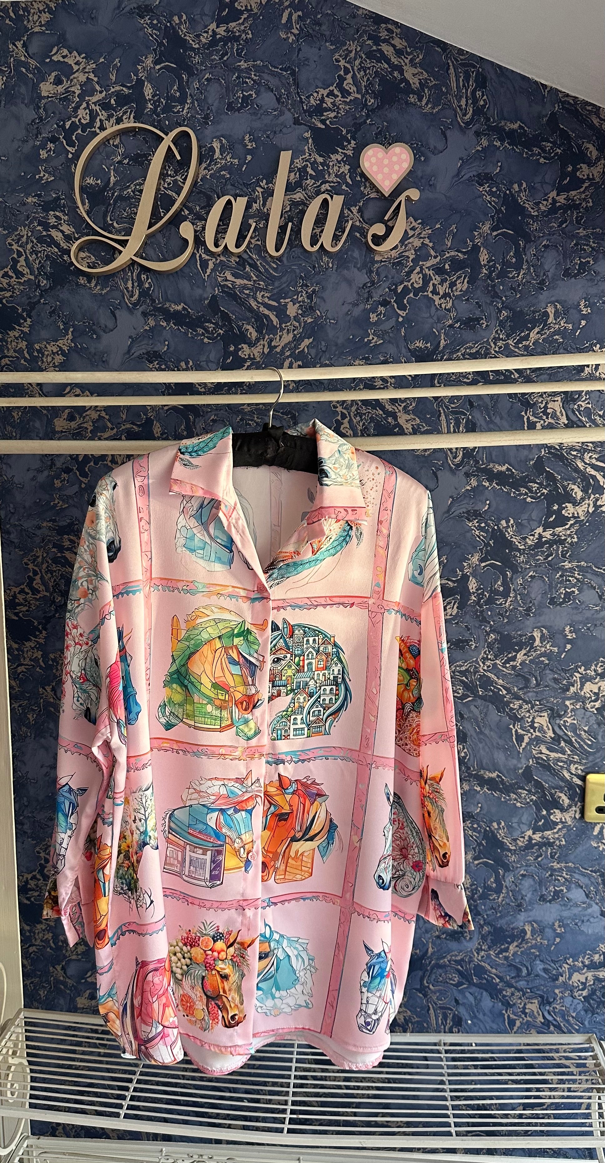 PINK HORSE SATIN SHIRT