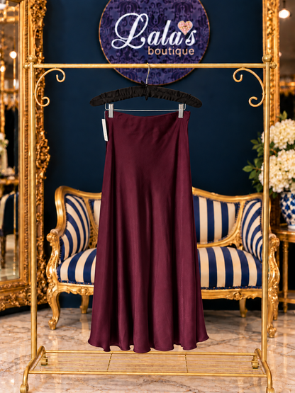 AUBERGINE SATIN SKIRT