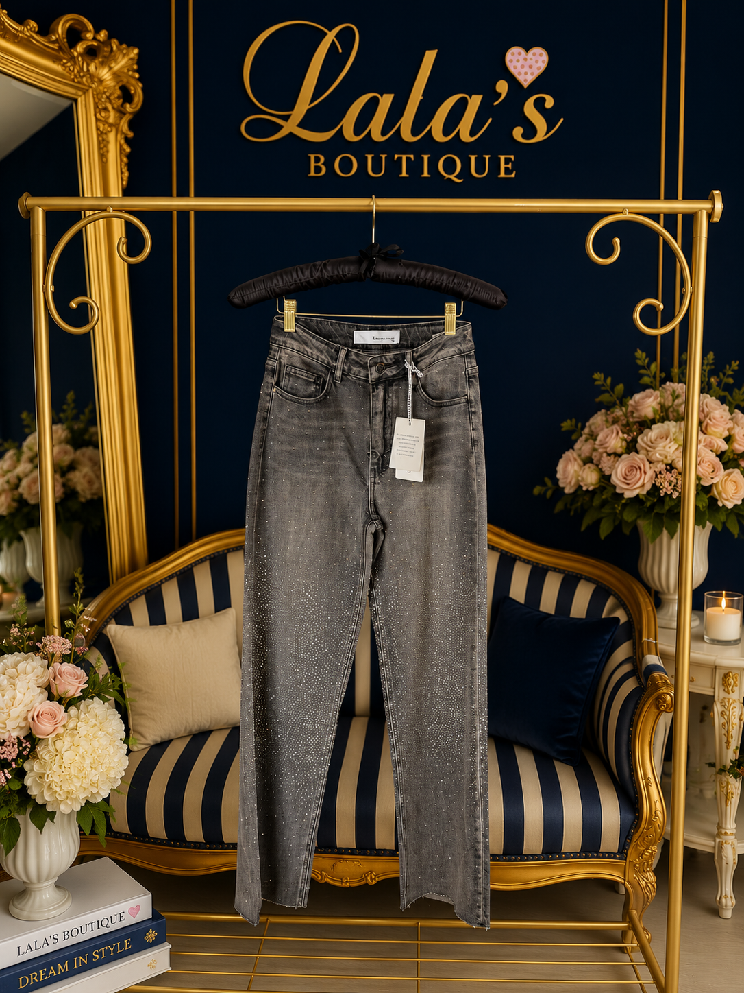 MOCHA RHINESTONE JEAN