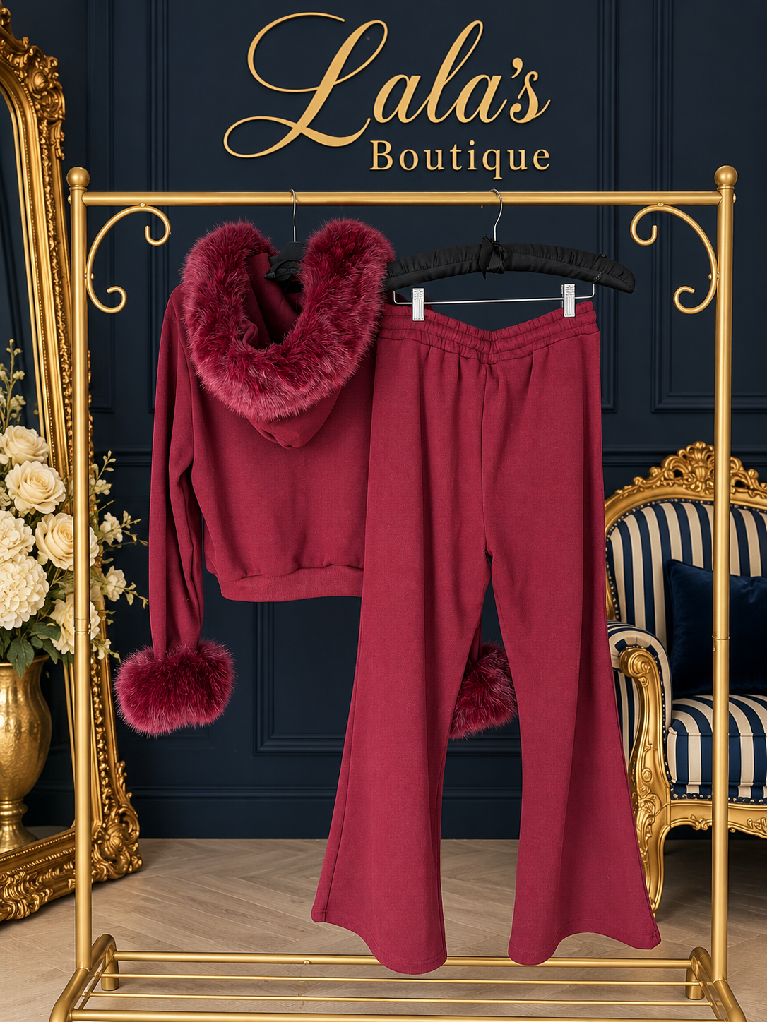 BURGUNDY FUR CO-ORD