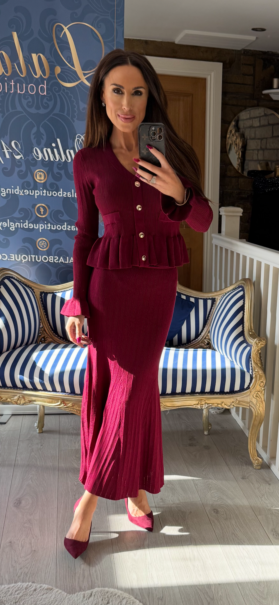 BURGUNDY PEPLUM SUIT