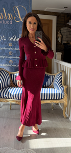 BURGUNDY PEPLUM SUIT