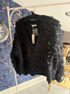 BLACK NOODLE KNIT CARDIGAN