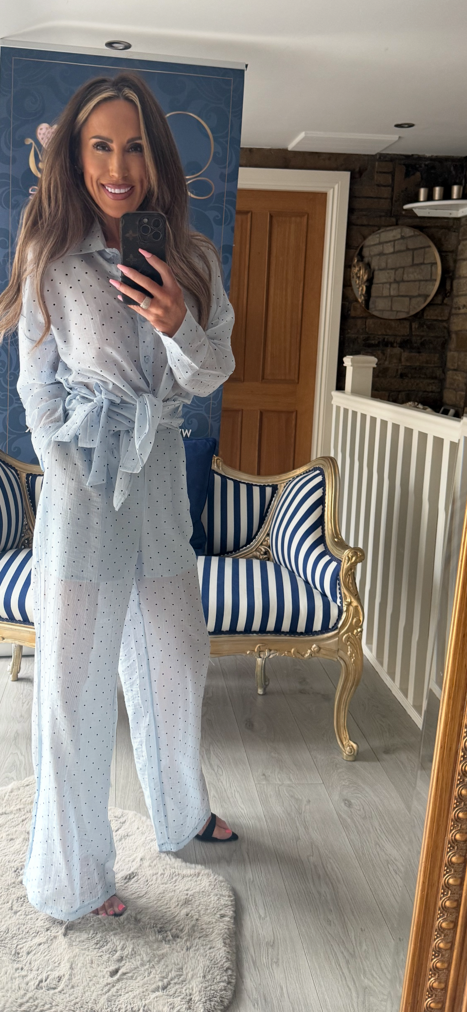 BLUE POLKA DOT TAILORED TWO-PIECE CO-ORD SET