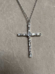 LARGE SILVER CRYSTAL CROSS