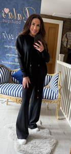 BLACK KNITTED HOODY CO-ORD