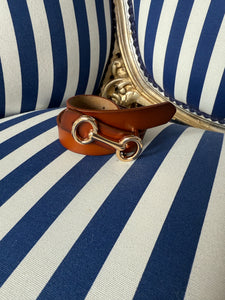 TAN HORSEBAIT GOLD BUCKLE BELT