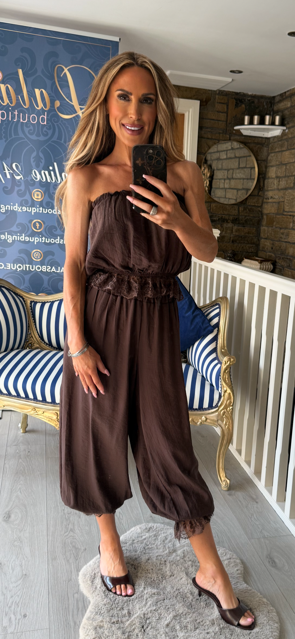 BROWN LACE BANDEAU CO-ORD