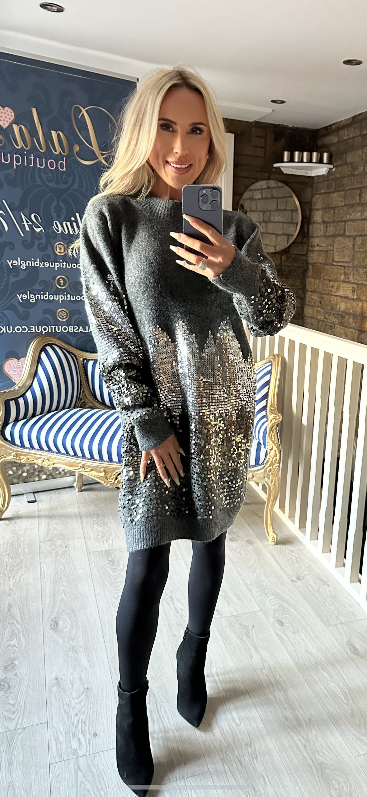 SILVER SEQUIN JUMPER DRESS