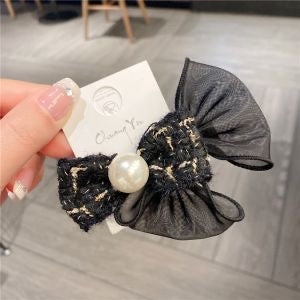 BLACK TWEED EARL HAIR SLIDE