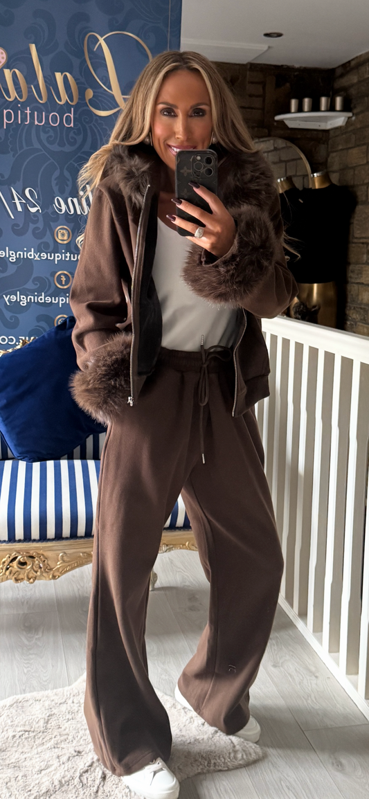 BROWN FUR CO-ORD