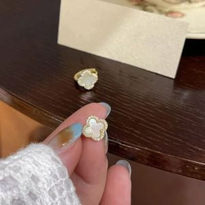 MOTHER OF PEARL & DIAMANTÉ CLOVER STUDS