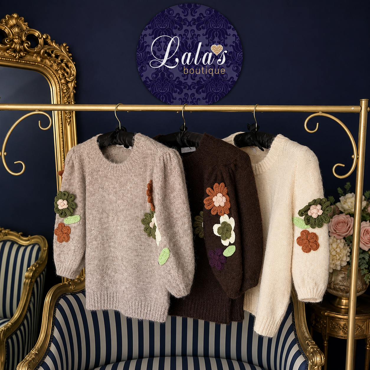 APPLIQUÉD FLOWER JUMPER