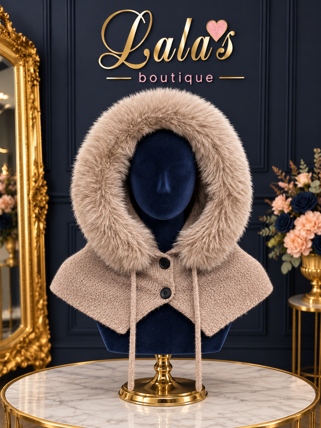 KNITTED FUR HOOD