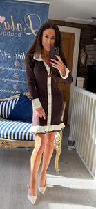 CHOCOLATE & CREAM FRILL DRESS