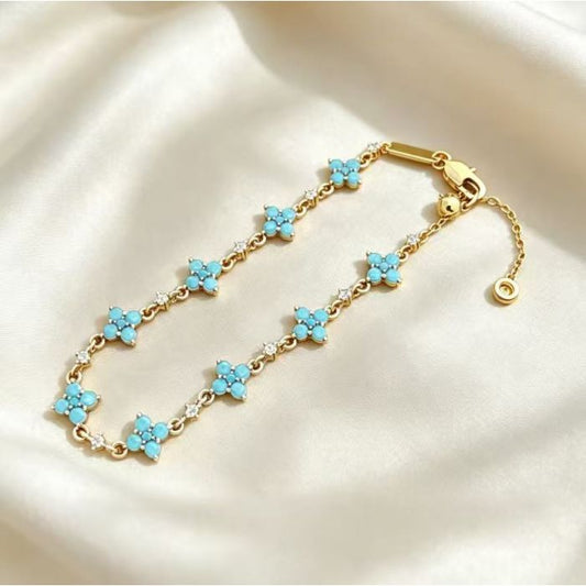TURQUOISE CRYSTAL FLOWER BRACELET