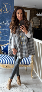 HOUNDSTOOTH MILITARY WOOL CAPE