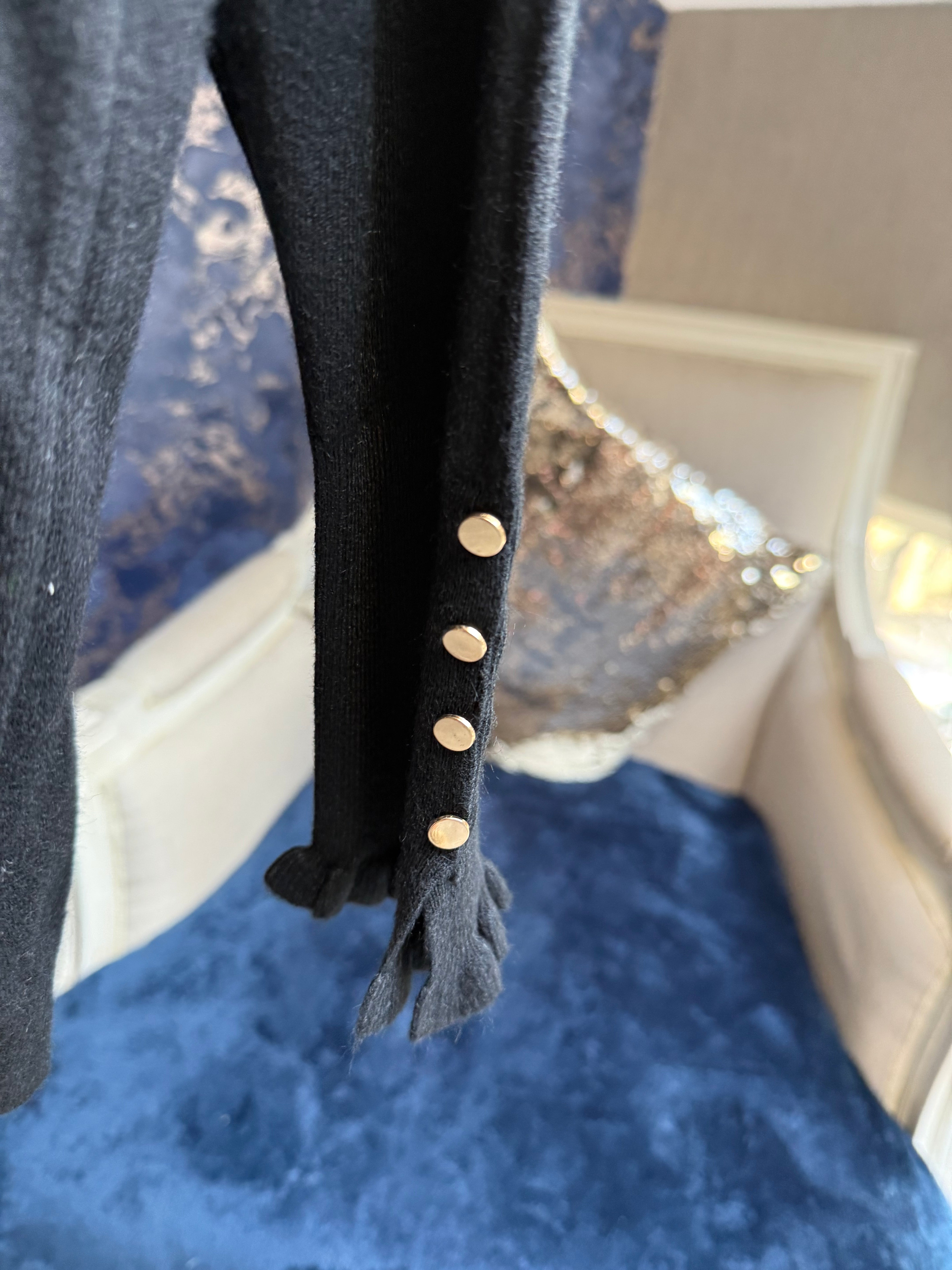 BLACK FRILL POLO NECK