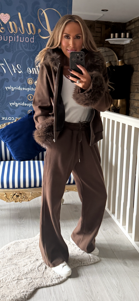 BROWN FUR CO-ORD