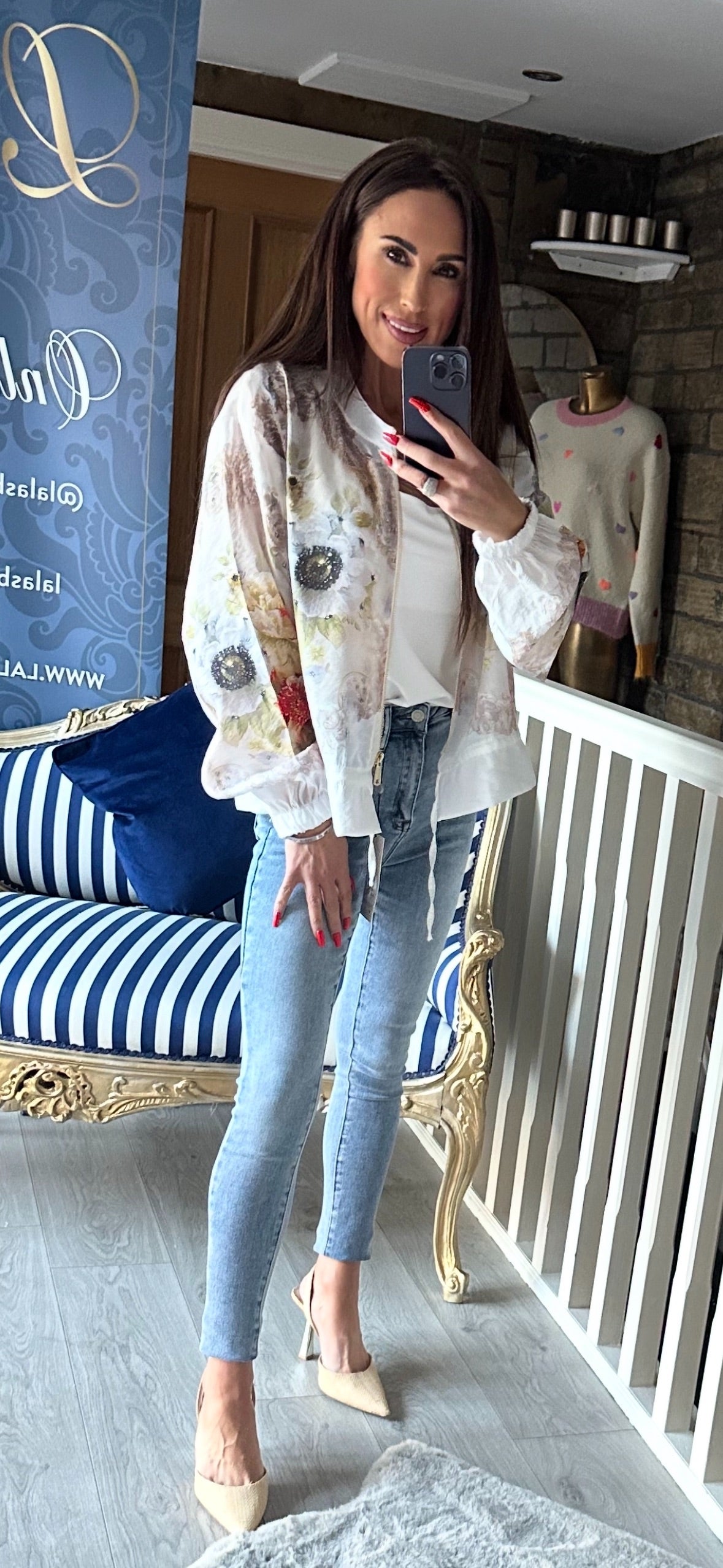 FLORAL GOLD ZIP JACKET