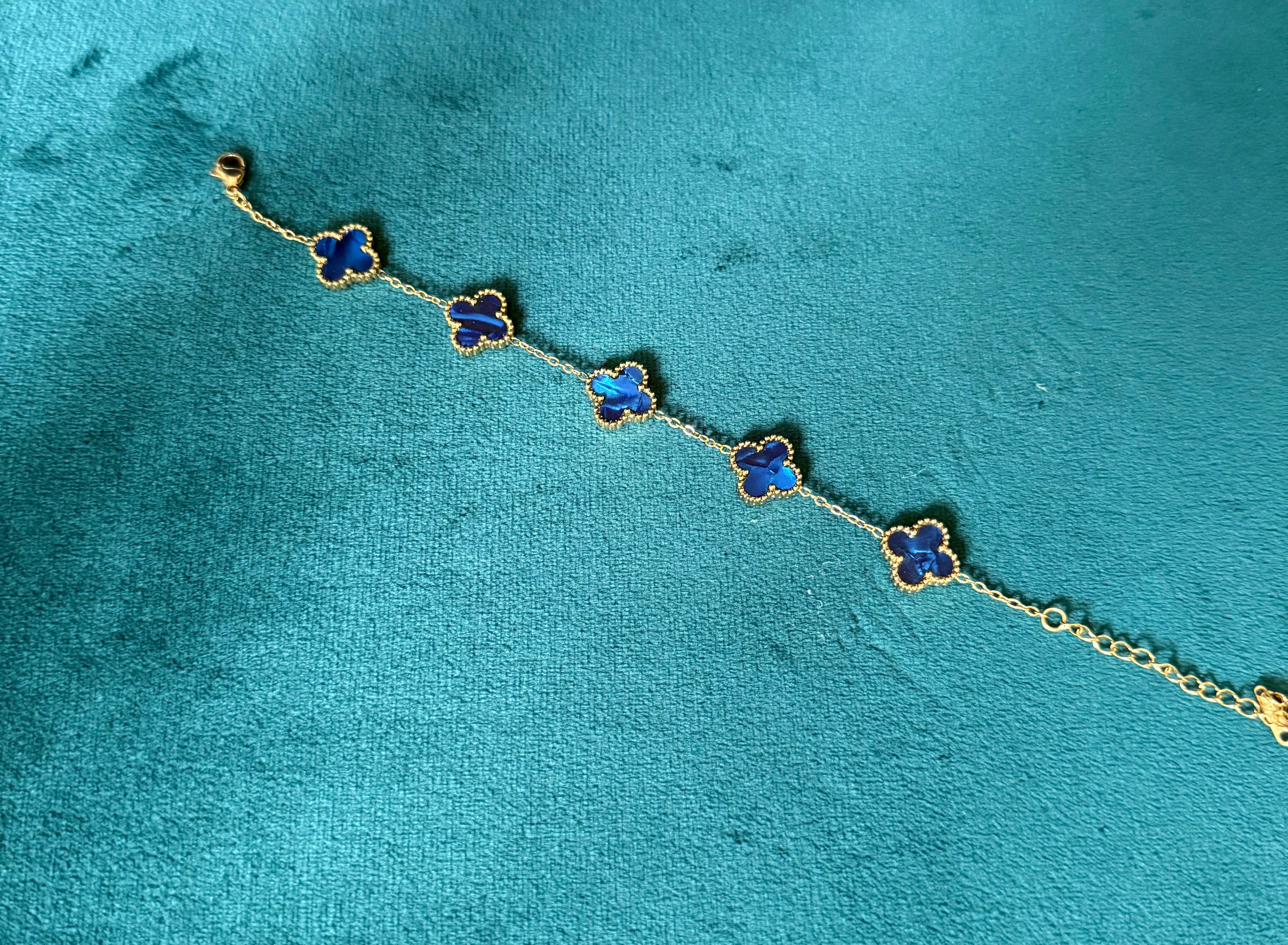 SAPPHIRE  MARBLE CLOVER BRACELET