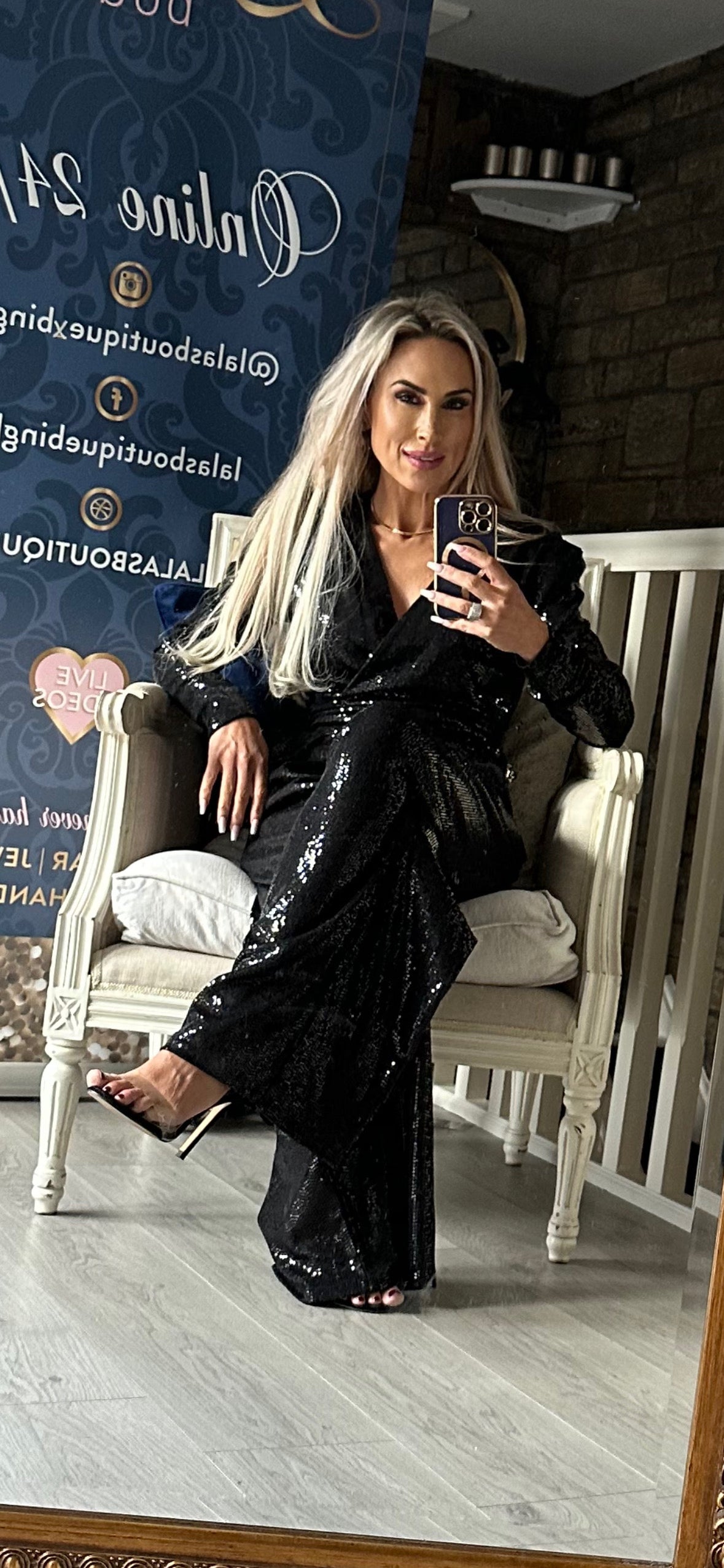 BLACK SEQUIN JUMPSUIT