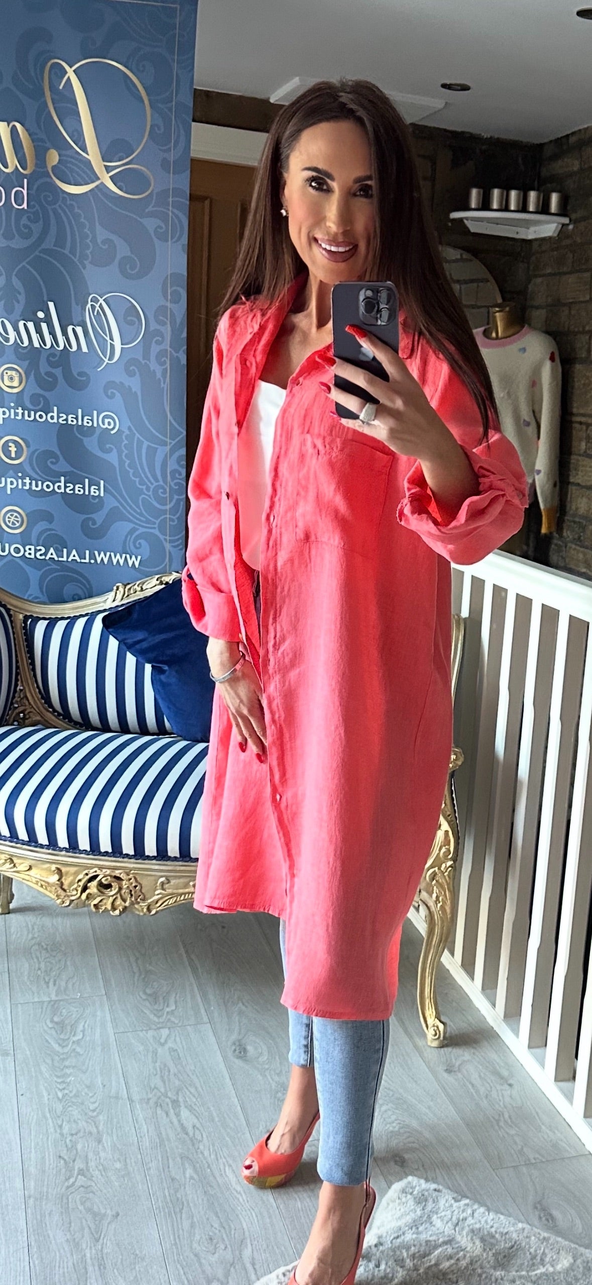 CORAL LINEN SHIRT / DRESS