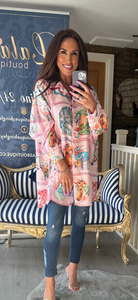 PINK HORSE SATIN SHIRT