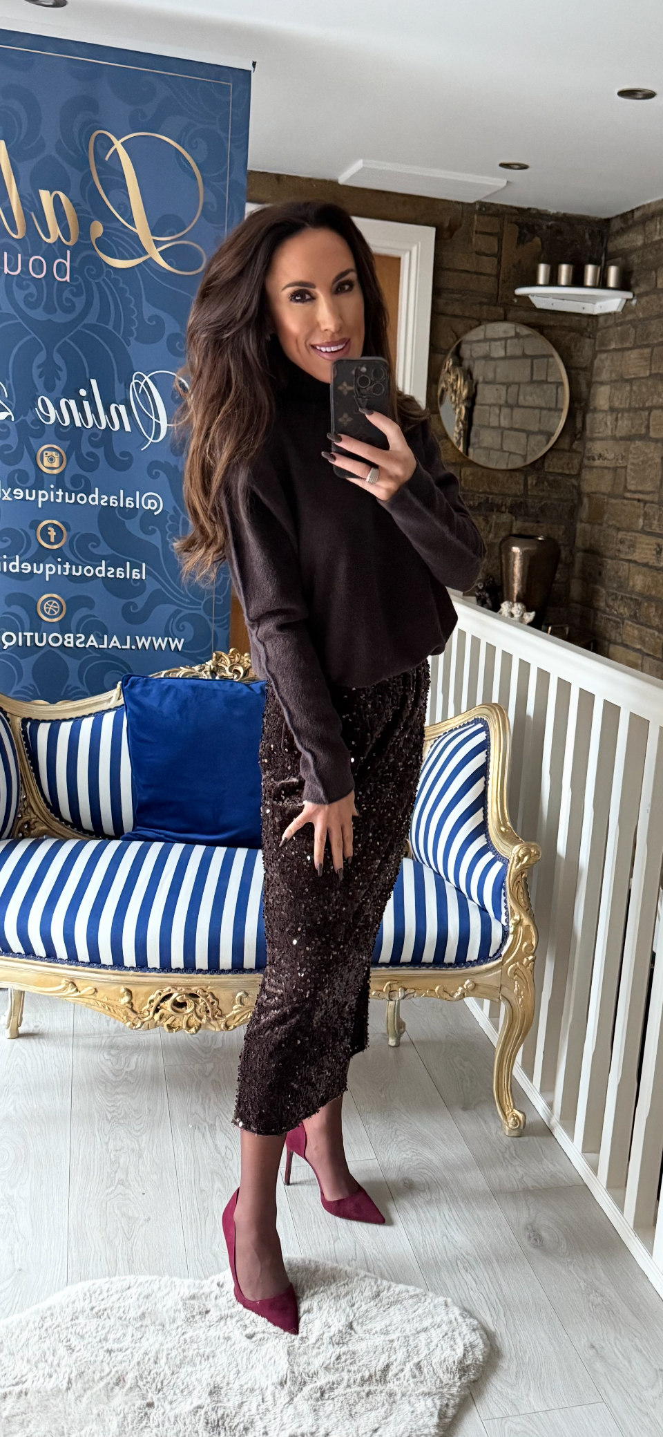 CHOCOLATE MIDI SEQUIN SKIRT