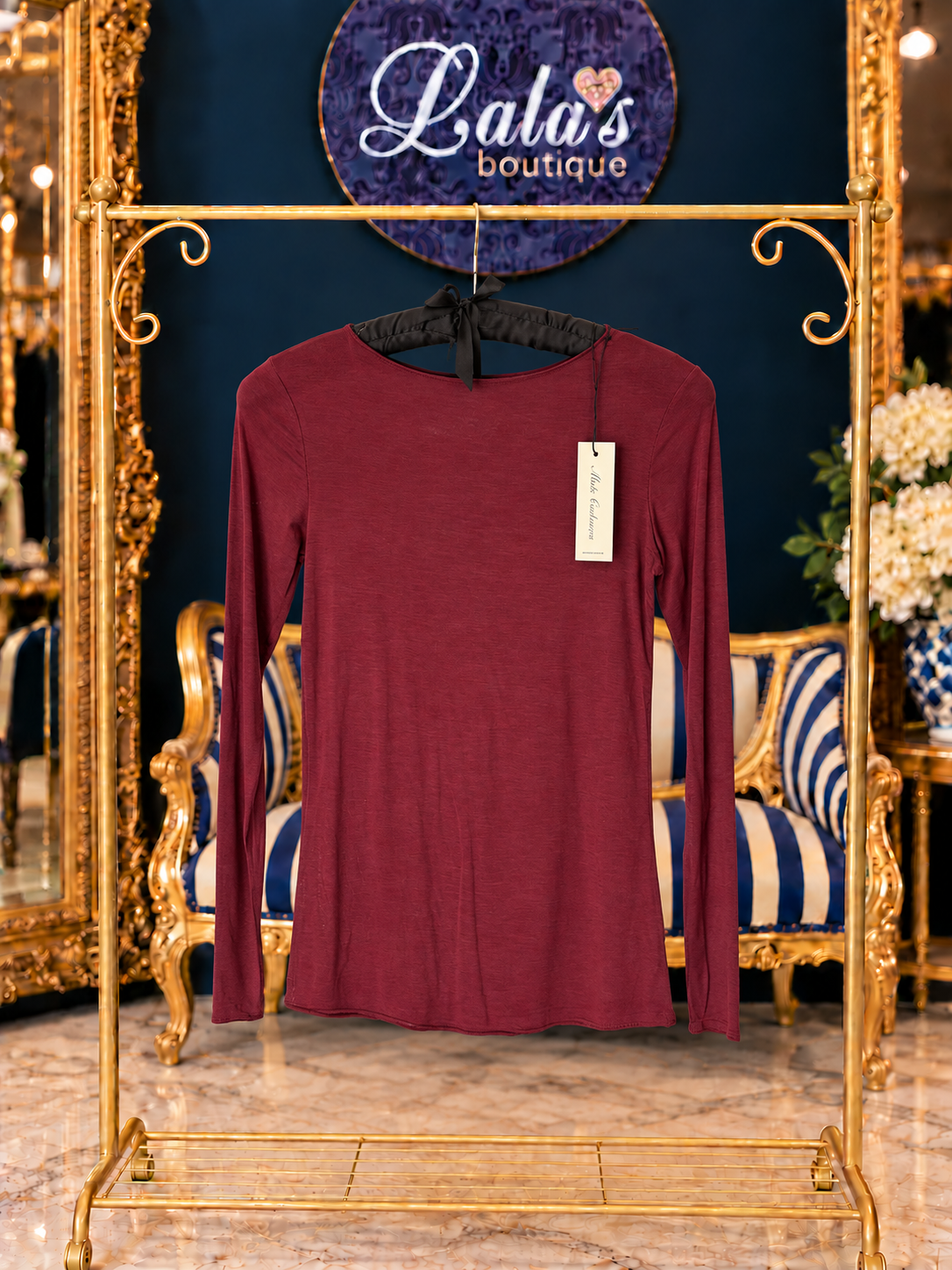 MAROON CASHMERE BASE LAYER TOP