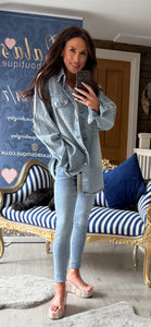 DENIM RINESTONE SHACKET