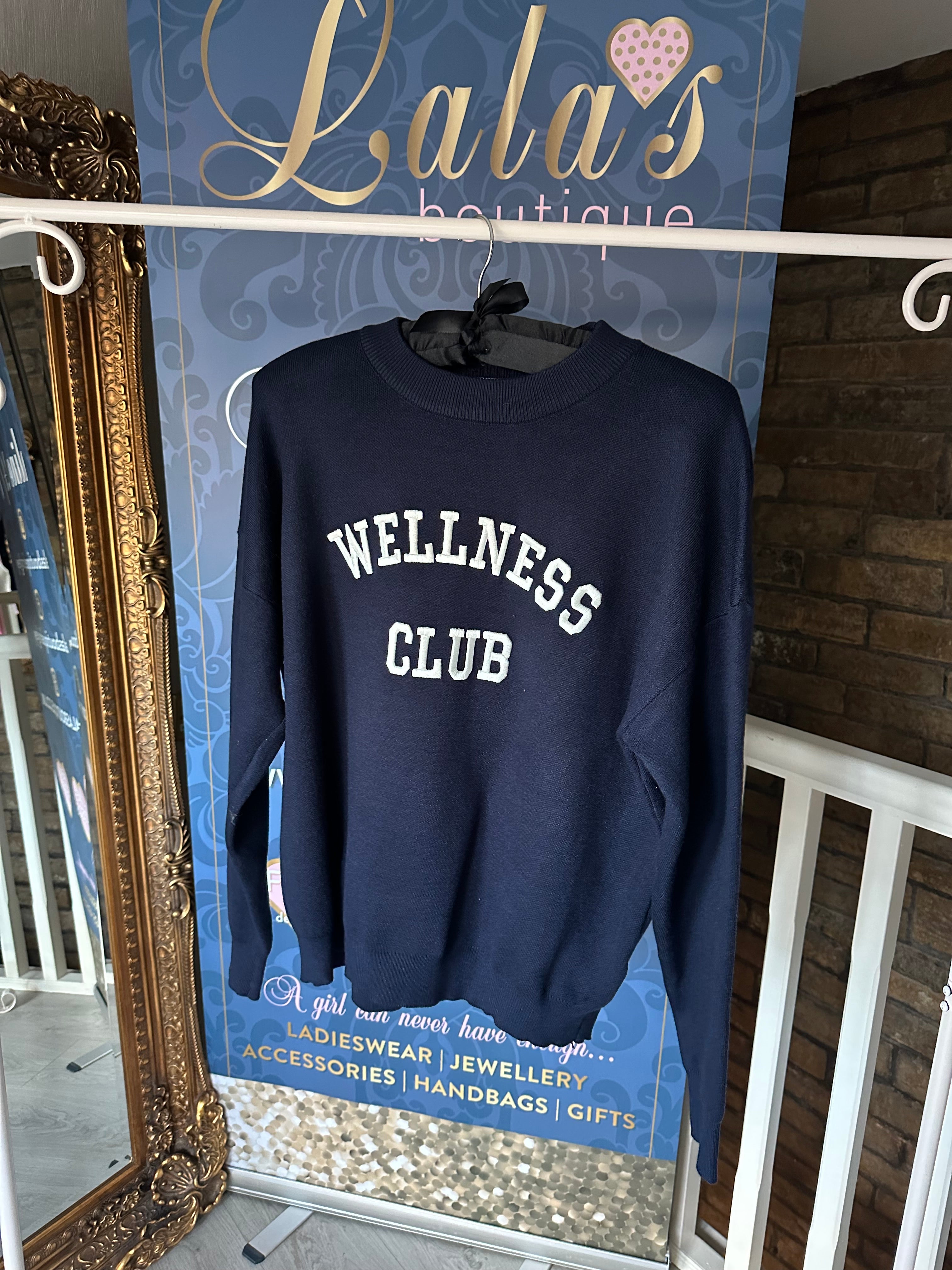 NAVY “WELLNESS CLUB “ KNITTED SWEATSHIRT