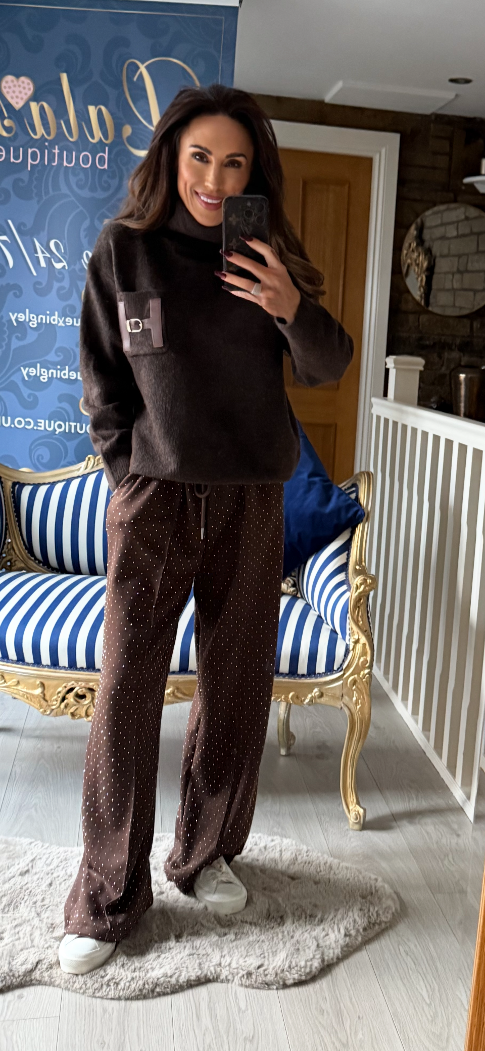 CHOCOLATE H POLO NECK JUMPER