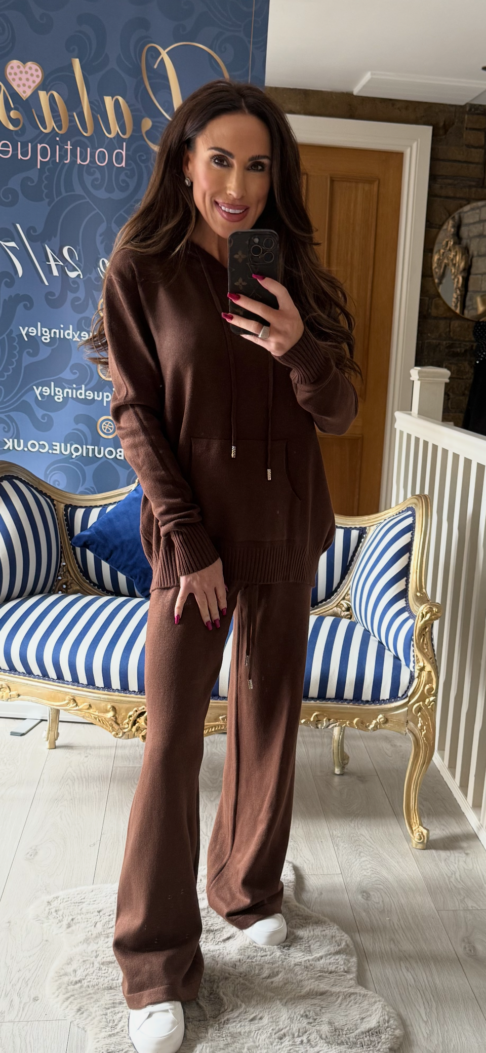 CHOCOLATE KNITTED HOODY CO-ORD
