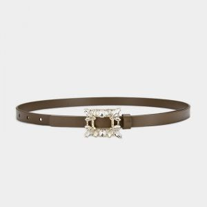 LEATHER CRYSTAL BUCKLE BELT