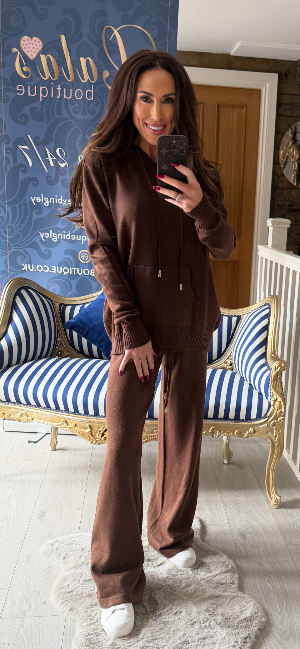 CHOCOLATE KNITTED HOODY CO-ORD