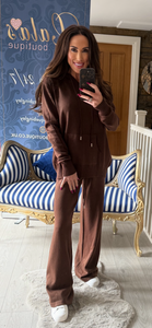 CHOCOLATE KNITTED HOODY CO-ORD