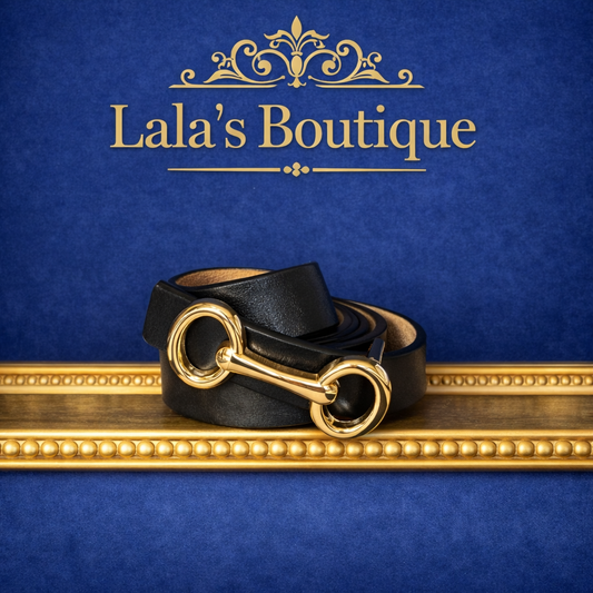 BLACK HORSEBIT GOLD BUCKLE BELT