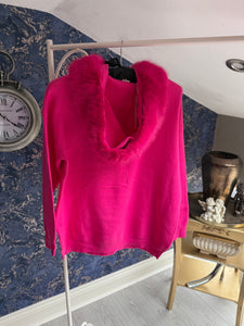 HOT PINK FUR HOODY