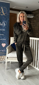 KHAKI VELVET TRACKSUIT