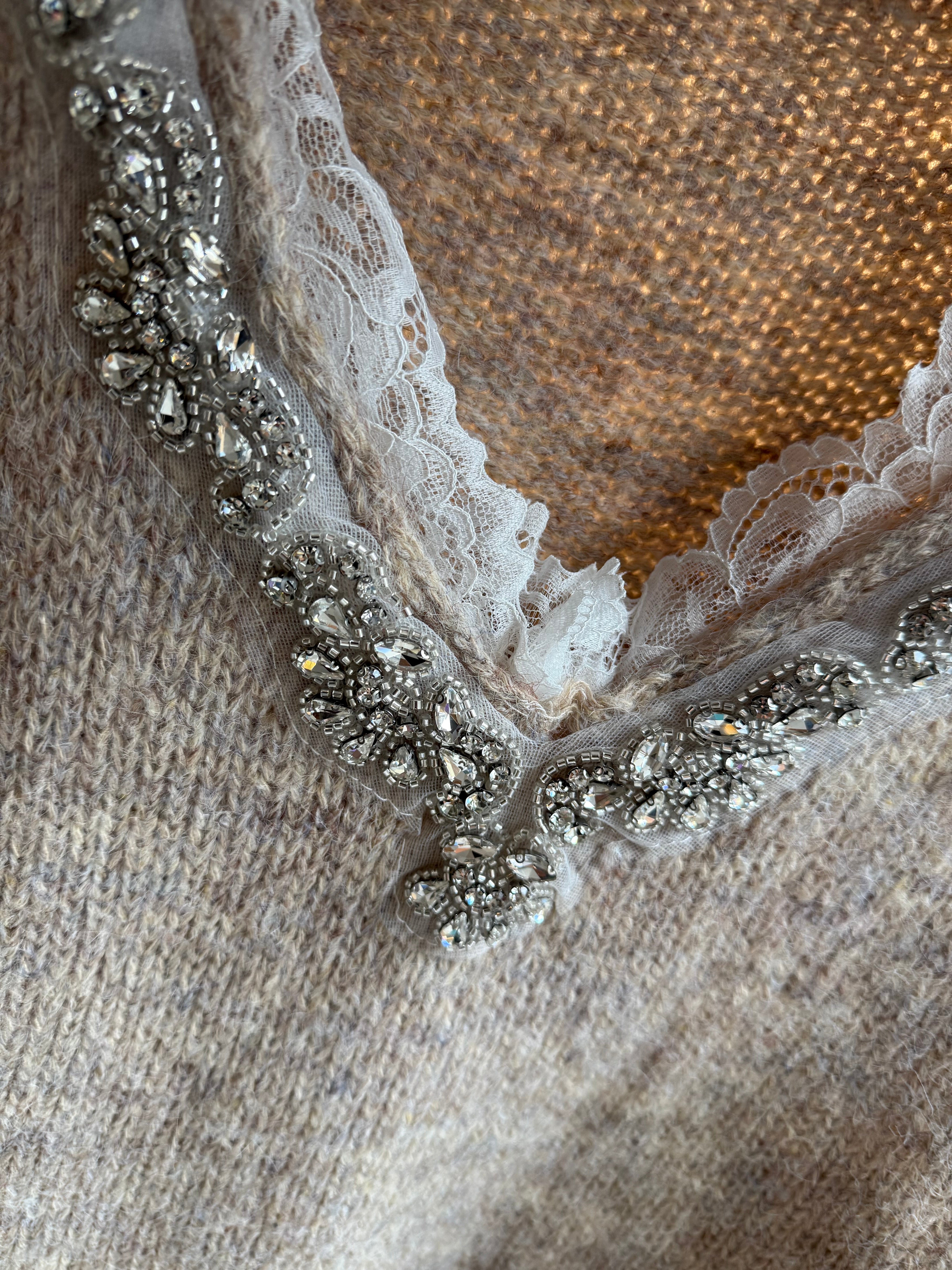 STONE FRILL EDGE JEWELLED JUMPER