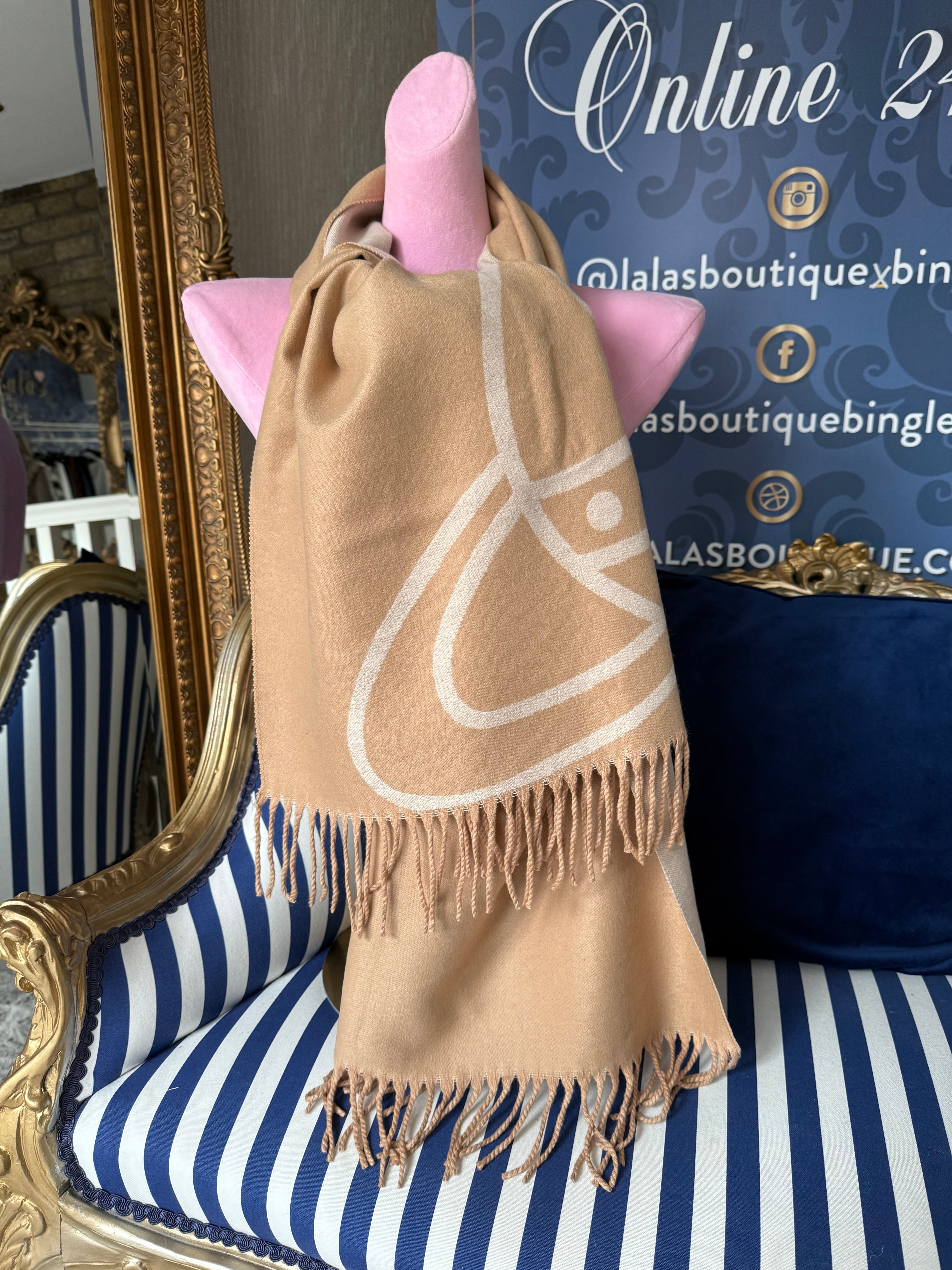 CASHMERE CAMEL ORB SCARF