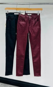 REDIAL OXBLOOD COATED SKINNY PANTS