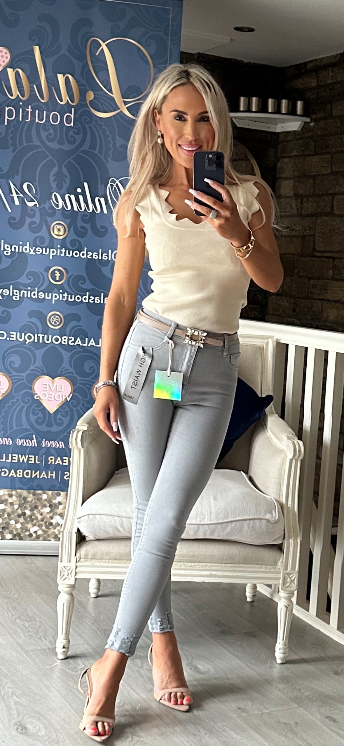 GREY LAULIA JEANS