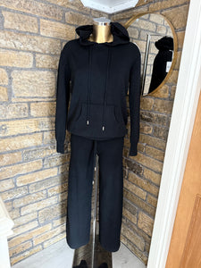 BLACK KNITTED HOODY CO-ORD