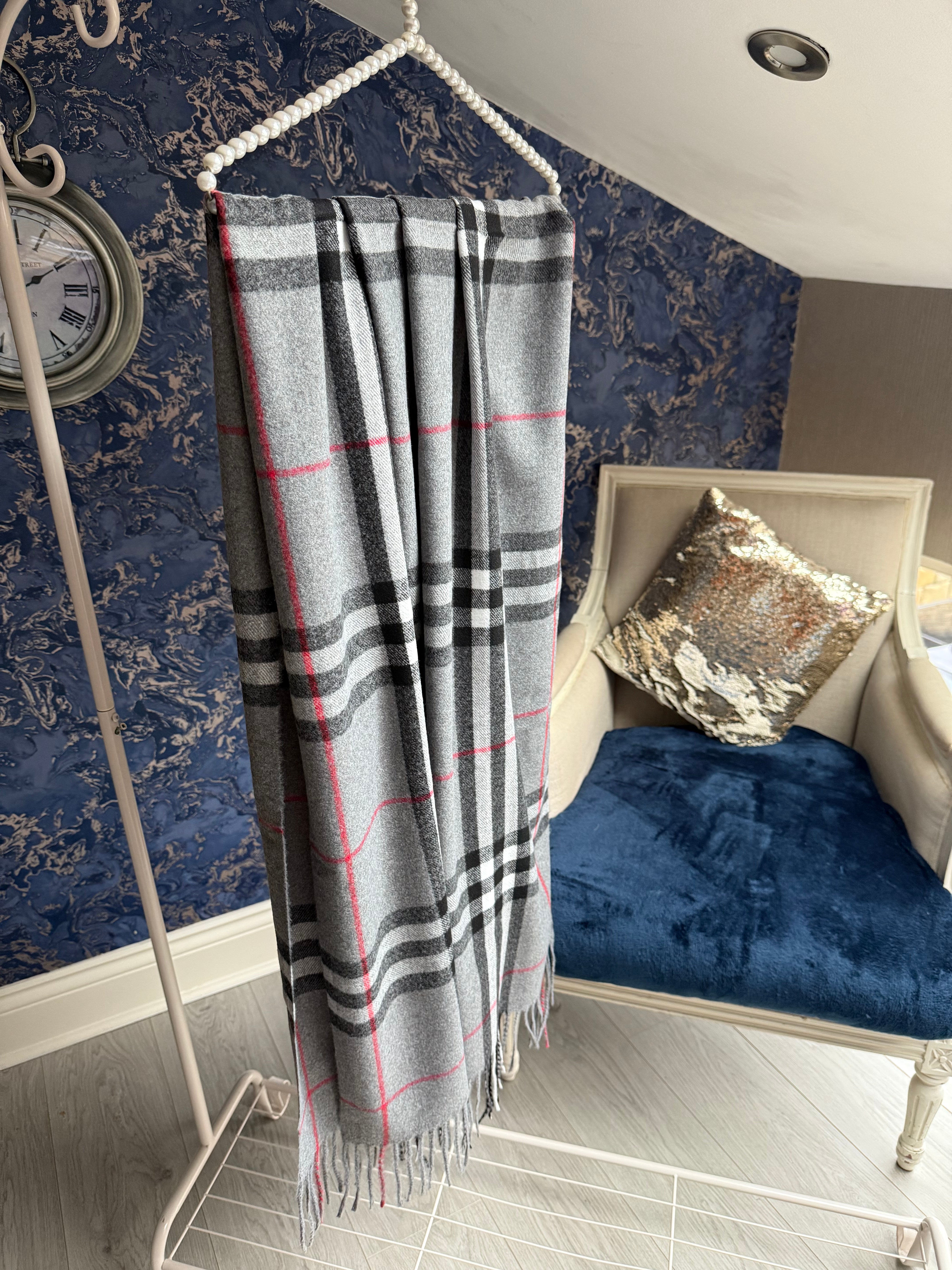 CASHMERE GREY BURB SCARF