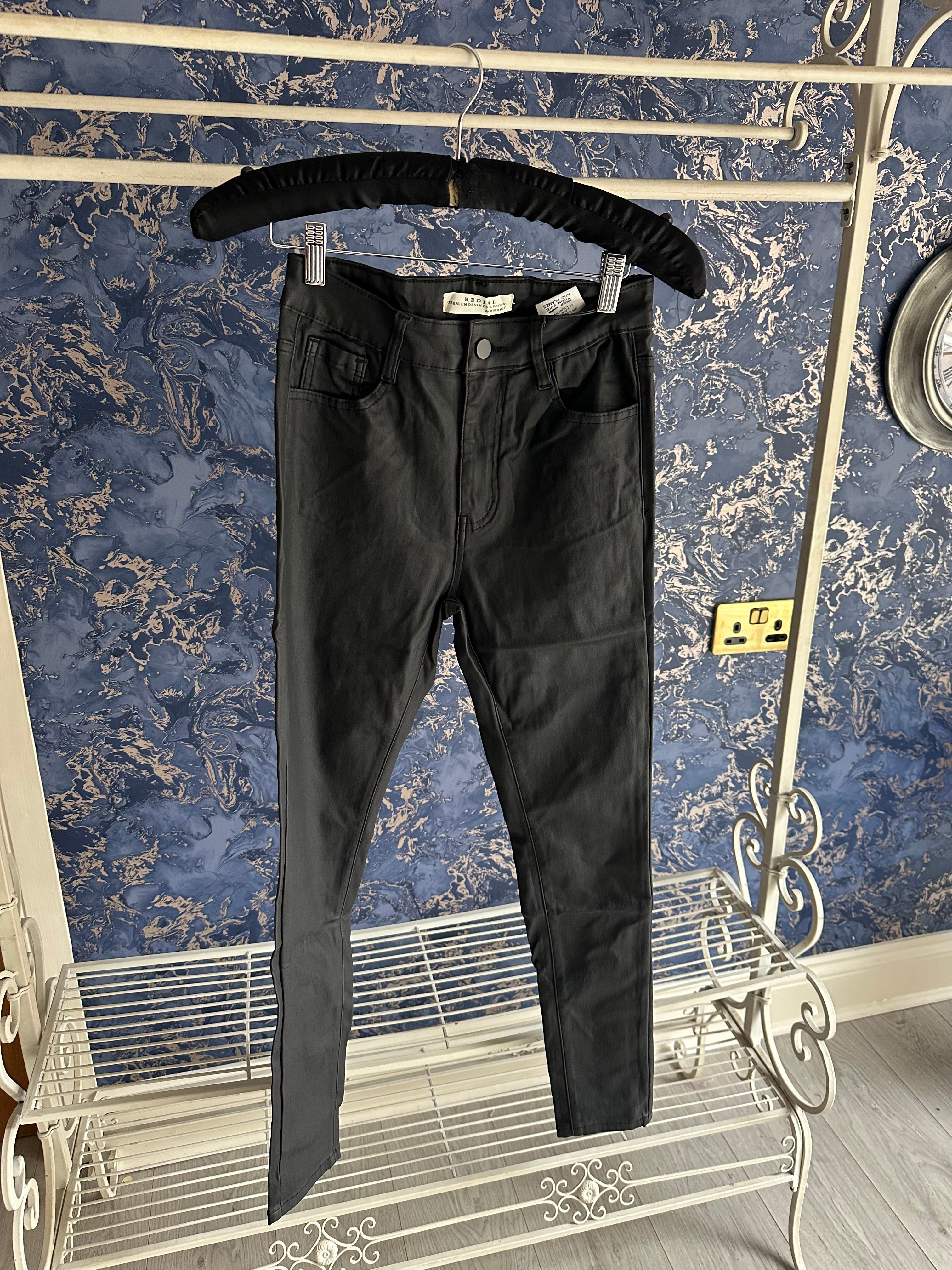 REDIAL BLACK COATED SKINNY PANTS